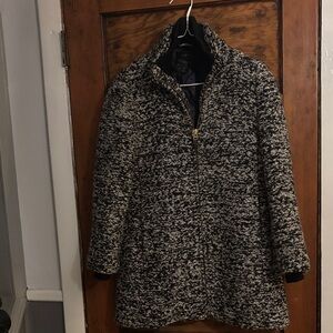 J. Crew Black and White Textured Teddy Jacket